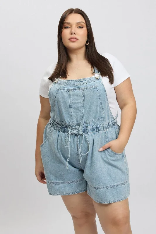 Women's Ribbed ShortsDenim Overall Shorts