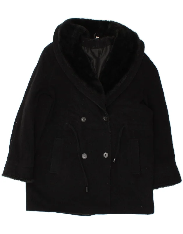 Women's Coats with CollarST. BERNARD Womens Double Breasted Coat UK 14 Large Black Wool