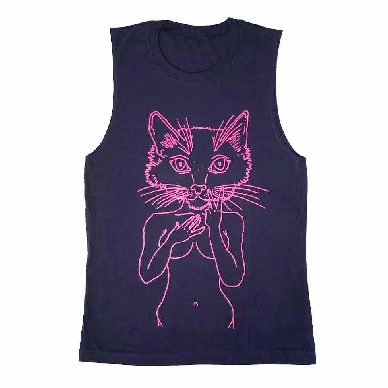 Women's Ruffled BlouseBrian Kenny Pink Pussycat Sleeveless T-Shirt supporting Planned Parenthood