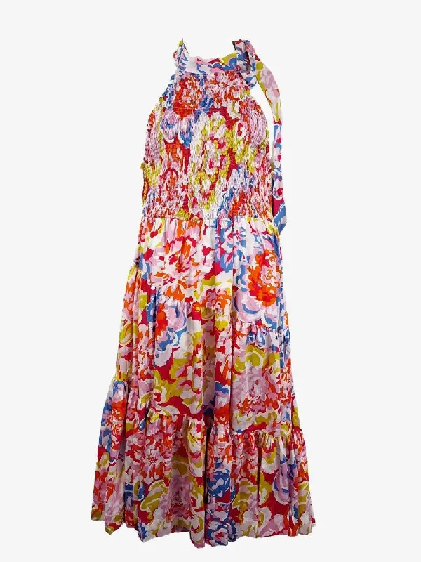 Women's Halter DressesBohemian Traders Spring Bloom Shirred Party Maxi Dress Size XL