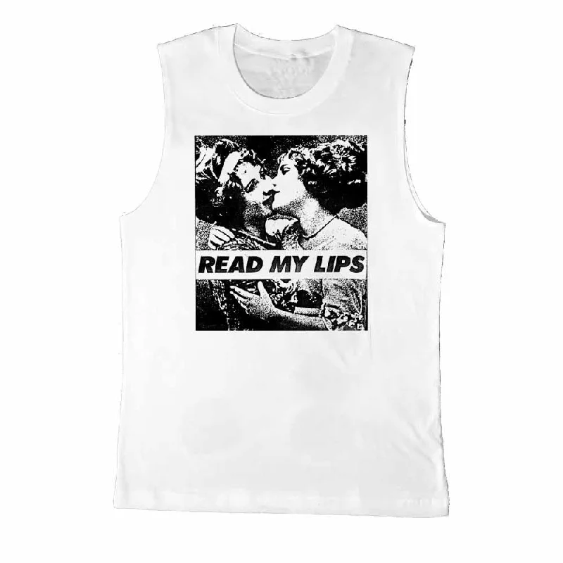 Women's Blouse with ZipperRead My Lips Vintage Women Sleeveless T-Shirt Supporting Rainbow Railroad