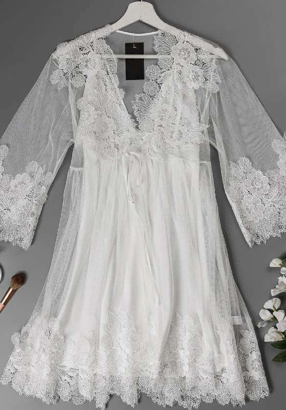 women's pajamas with a playful printLNGR Bridal Robe Set