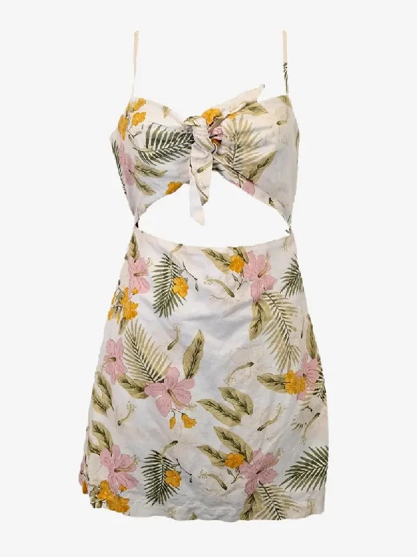 Women's Square-Neck DressesSubtitled Tropical Cut Out Mini Dress Size M