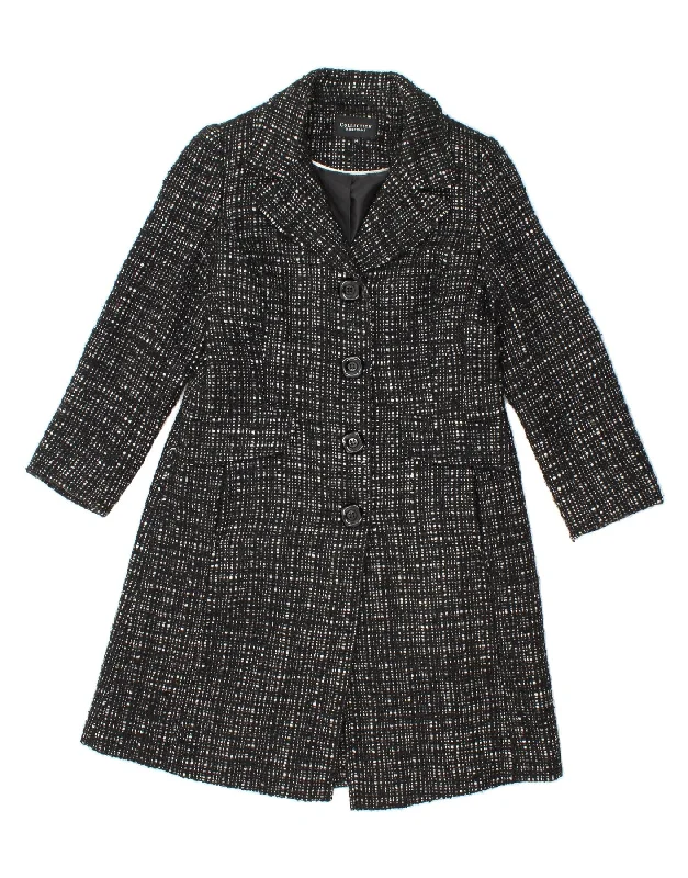 Women's Coats with BeltDEBENHAMS Womens Overcoat UK 14 Medium  Black Check Polyester