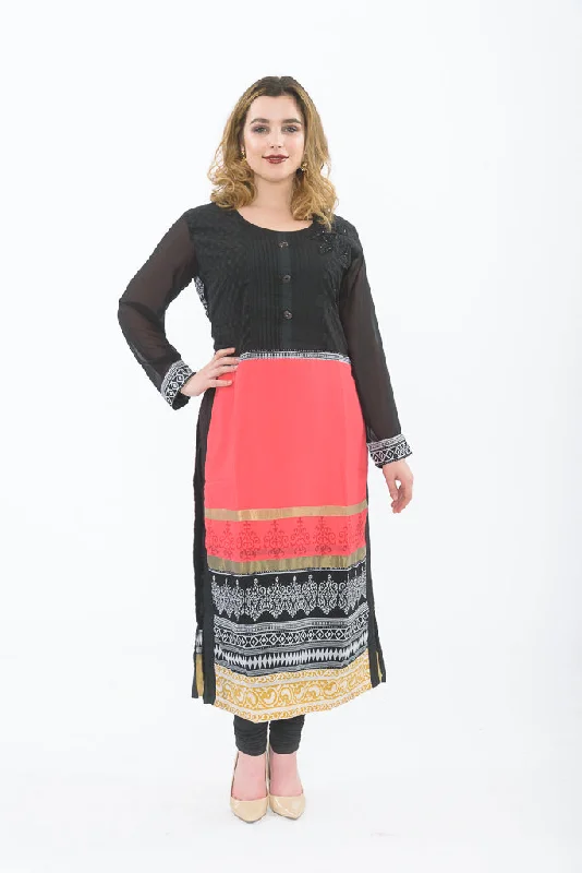 Black Aztec Attack Long Kurti with Leggings