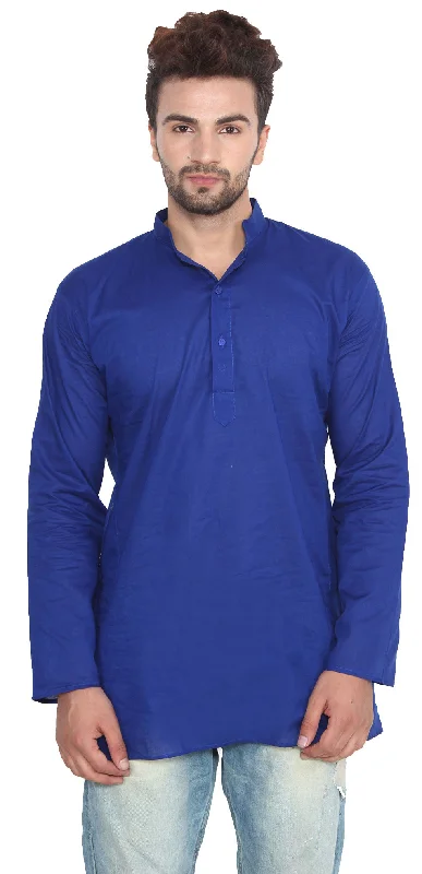 Women's Formal ShortsCotton Dress Mens Short Kurta Shirt India Fashion Clothing (Blue)