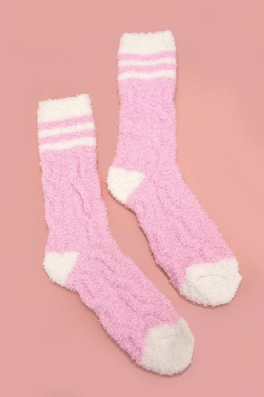 Women's Jumpsuits with Rounded CollarPink Fuzzy Socks