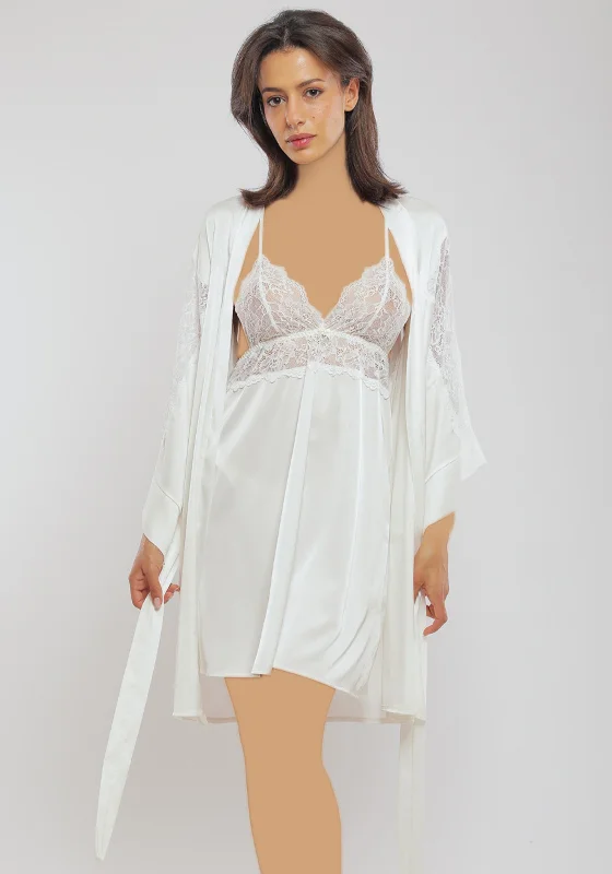 women's pajamas for those who value qualityLNGR Bridal Satin Short Robe Set With Panty