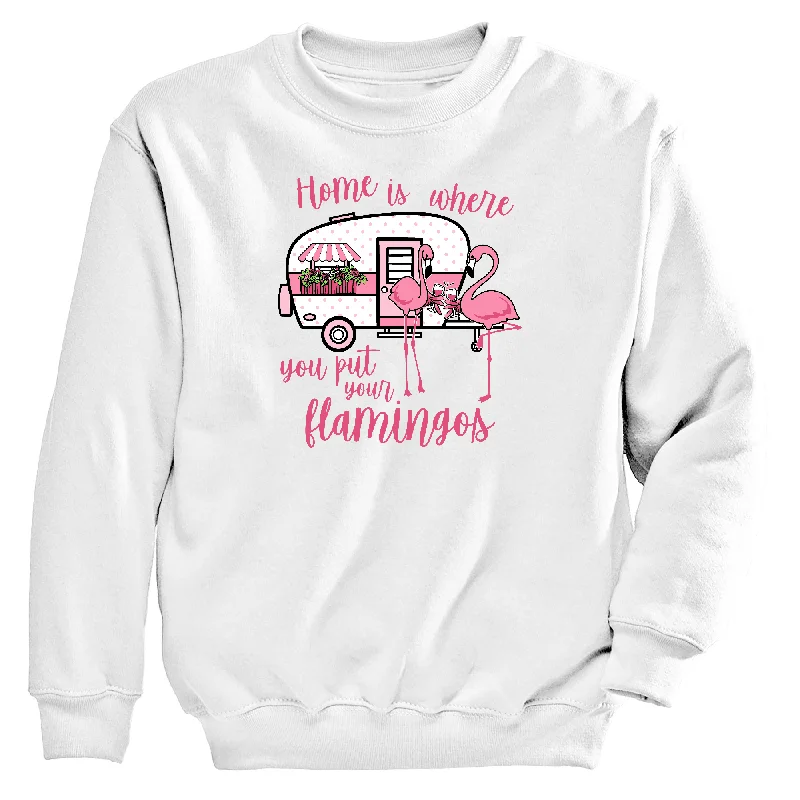 Women's Hooded Sweatshirts with Non-Stretch WaistFlamingo Home Women's Crew Neck Sweatshirt