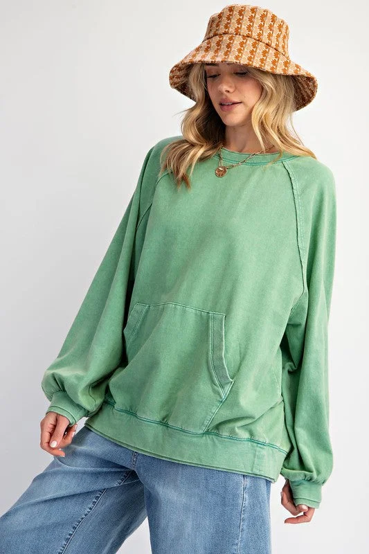 Women's Jumpsuits with Shirt CollarCasually Perfect Washed Sage Pullover