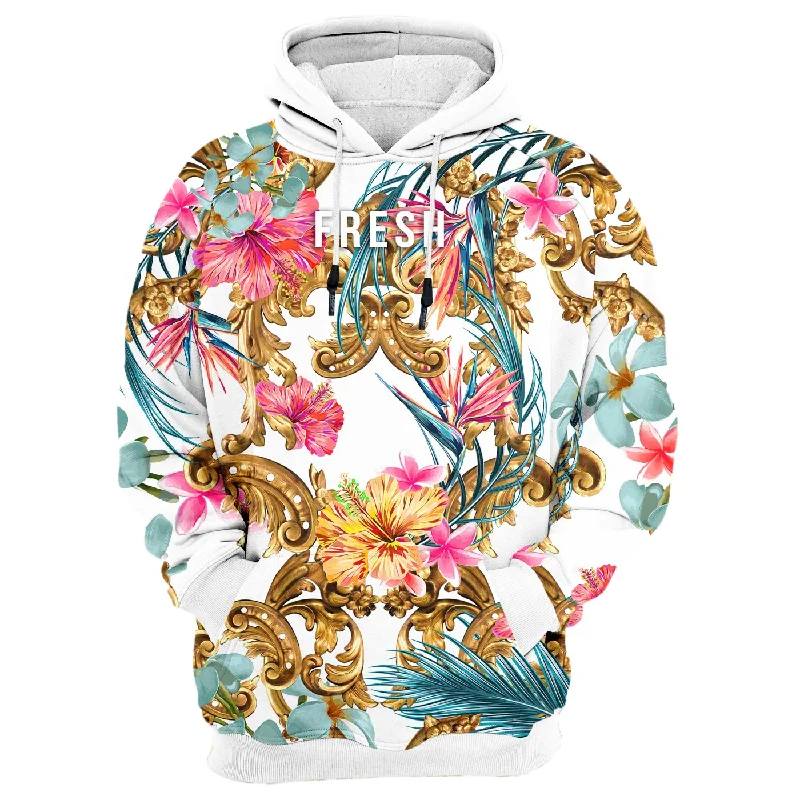 Women's Hooded Sweatshirts with Zipper ClosureHidden Hibiscus Hoodie