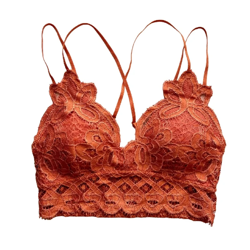 wireless bra with front closure for comfortDeep Orange Crochet Bralette