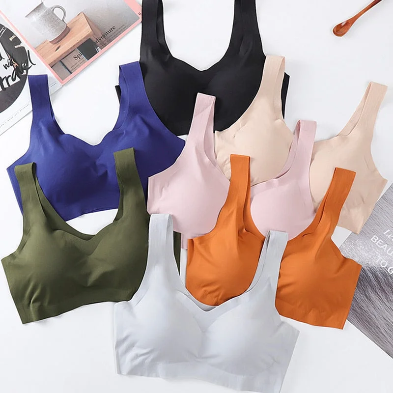 convertible bra with adjustable strapsIce Silk Bra Seamless Vest Bras Women Push Up Underwear Lingerie Sleep Top Padded Bralette Soutien Gorge нижнее белье женское