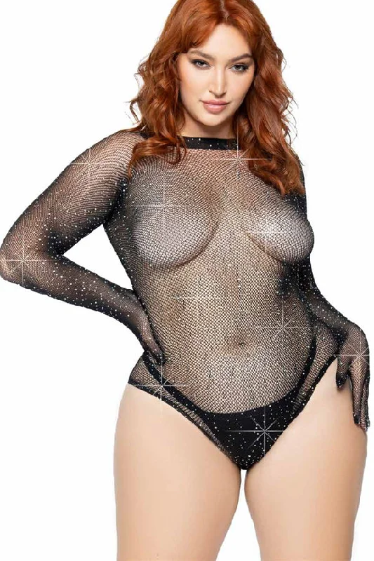 seamless underwire braPlus Rhinestone fishnet mini dress