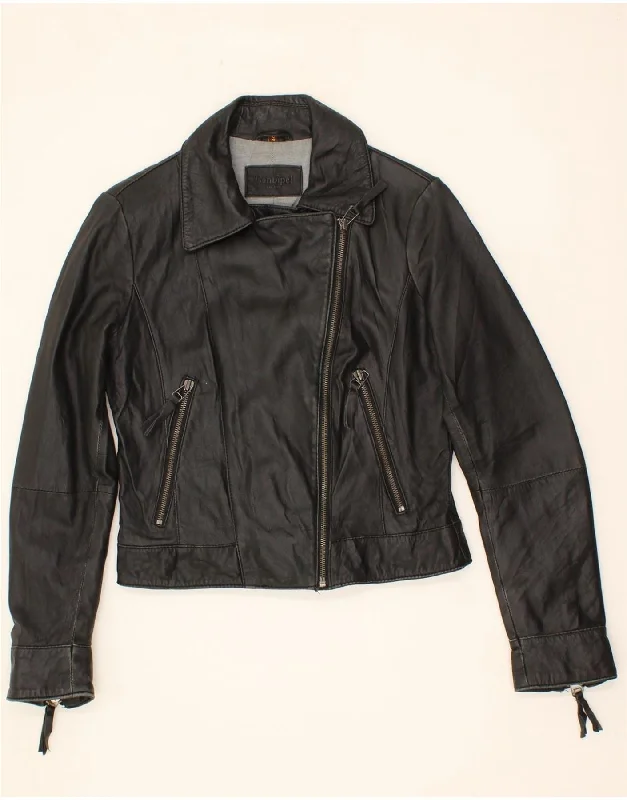 Women's Denim CoatsCONBIPEL Womens Crop Leather Jacket IT 44 Medium Black Leather