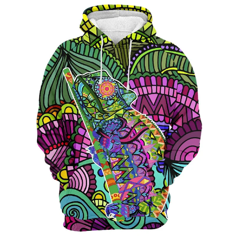 Women's Hooded Sweatshirts with Quick-Dry FabricMandala Chameleon Hoodie