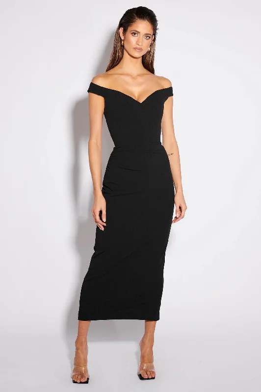 Women's Low Collar DressesAami Midi Dress - Black