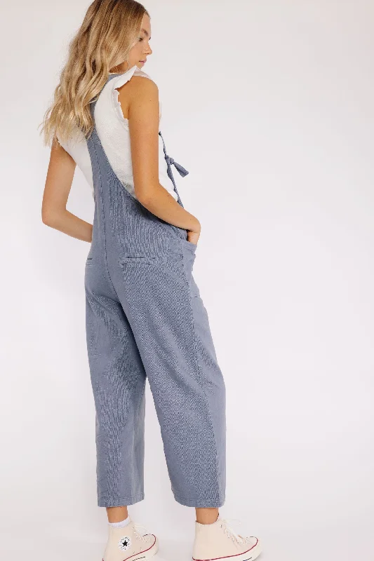 Women's Jumpsuits with Mid WaistOxford Overalls in Blue