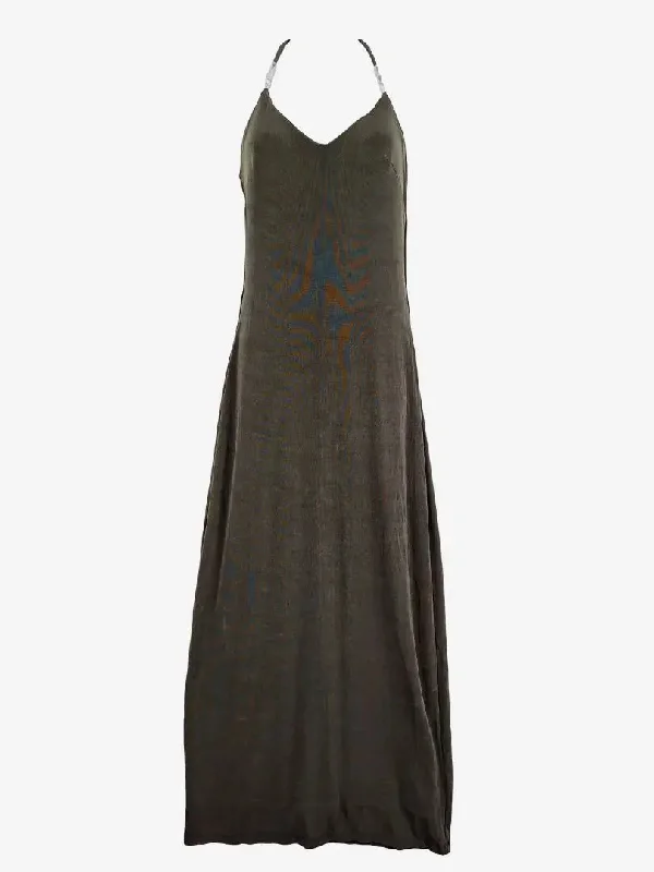 Women's U-Shaped-Neck DressesKookai Khaki Beaded Stretch Maxi Dress Size 10