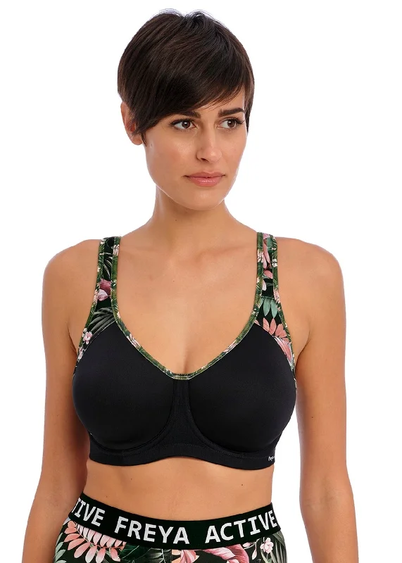 seamless nursing bra with easy-access clipsFreya Sonic Jungle Black Moulded Sports Bra