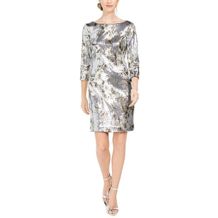 Women's Cut-Out DressesVince Camuto Women's Sequined Bodycon Dress Silver Size 2