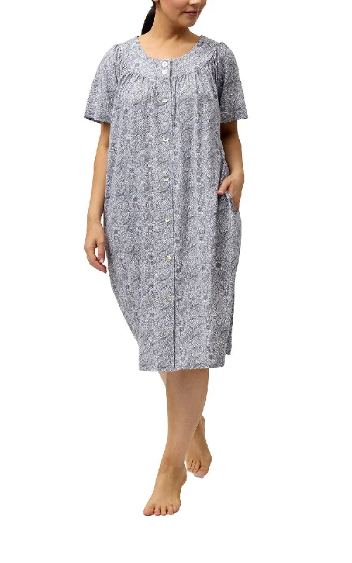 women's pajamas with a modern twistSchrank 100% Cotton Brunchcoat with Short Sleeve in Mocha Indi SK925I