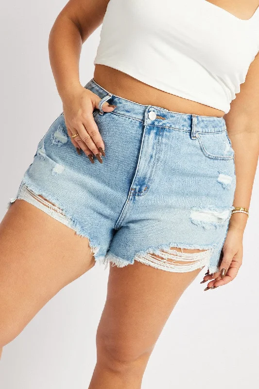 Women's Fitted ShortsDenim Relaxed Shorts High Rise