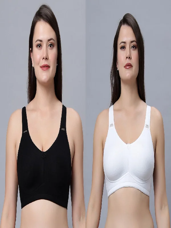 t-shirt bra for small breastsNon padded full coverage Black and White Color Bra (Pack of 2)