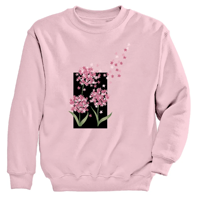 Women's Hooded Sweatshirts with Flared WaistHydrangea Flutter Women's Crew Neck Sweatshirt