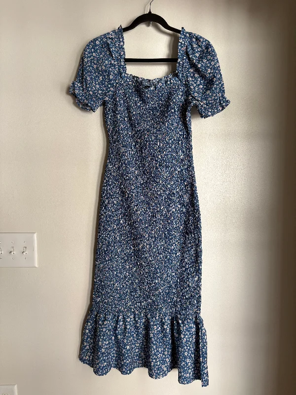 Women's Notched Collar DressesDress Casual Maxi By Pretty Garden In Blue, Size: L