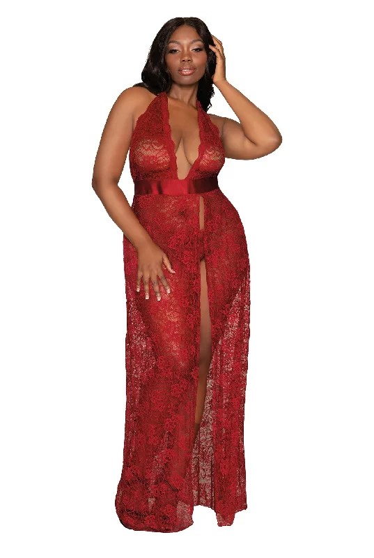 plus-size demi-cup bra with lace overlayPlus size lace halter gown