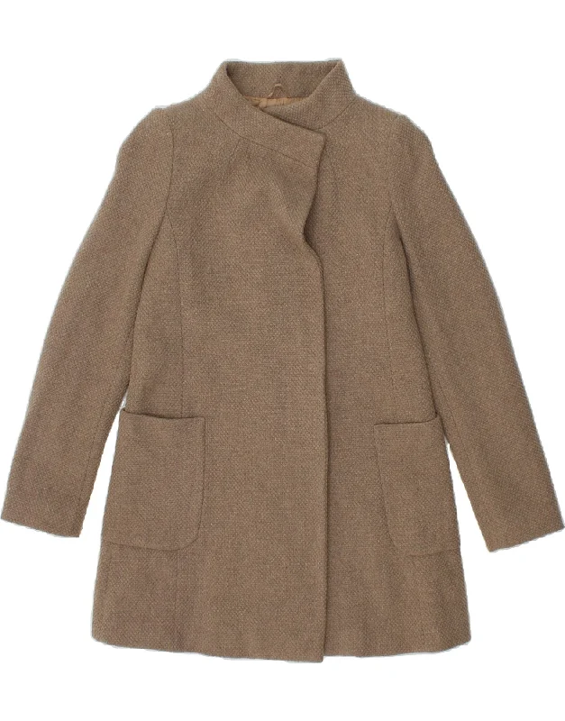 Women's Coats with SleevesBENETTON Womens Overcoat IT 40 Small Beige Wool