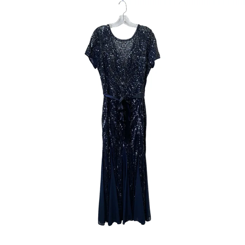 Women's U-Shaped Collar DressesDress Party Long By R And M Richards In Blue, Size:L