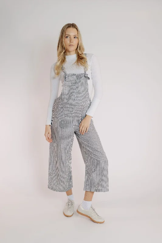 Women's Jumpsuits with Square CollarEiffel Jumpsuit in Black-White Stripe