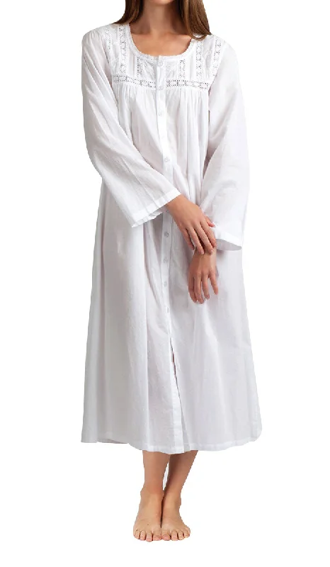 women's pajamas with a stylish cutArabella Diana 100% Cotton Brunchcoat with Long Sleeve in White MD-5