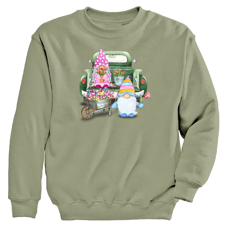 Women's Hooded Sweatshirts with Straight WaistSpring Gnomes Women's Crew Neck Sweatshirt