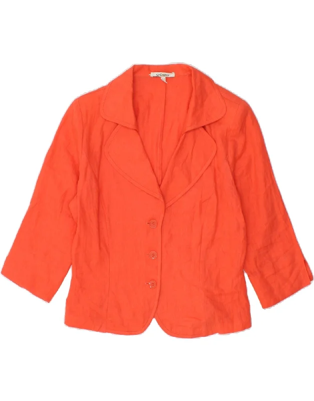 Women's Coats with ZipperVINTAGE Womens 3 Button 3 Button Blazer Jacket UK 14 Medium  Orange Linen