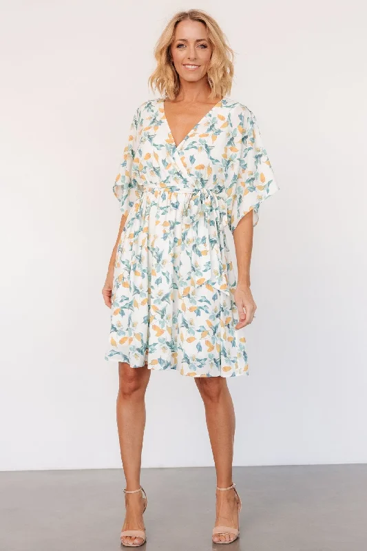 Women's Soft ShortsRaina Kimono Short Dress | Off White Multi Floral