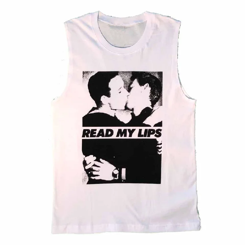 Women's Blouse with SmockingRead My Lips Men Sleeveless T-Shirt Supporting Rainbow Railroad