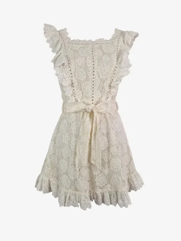 Women's Sleeveless DressesIndikah Lace Frilled Mini Dress Size 8