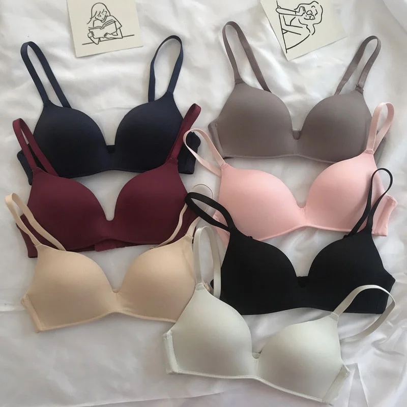 strapless bra with silicone stripsWomen Seamless Bras Thin Solid Color Sexy Underwear Push Up Lingerie Wireless Bralette Girl Fashion Brassiere A B Cup Tube Top