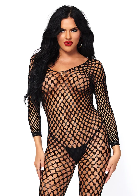 women's pajamas with drawstring waistLeg Avenue  Lycra Ringo Hole Long Slvs Bodystocking  8748