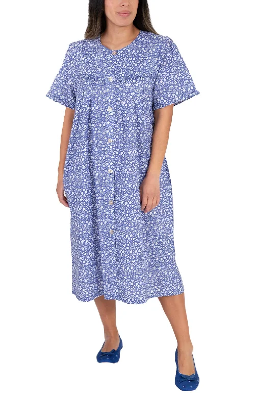 women's pajamas with a relaxed fitSchrank 100% Cotton Brunchcoat with Short Sleeve in Denim Leaf SK926L