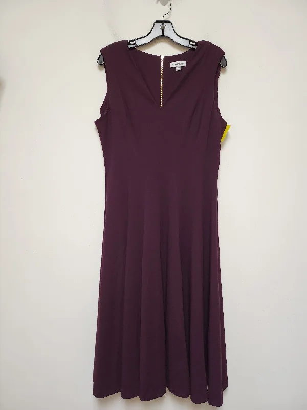 Women's Wide Collar DressesDress Casual Maxi By Calvin Klein In Purple, Size: L