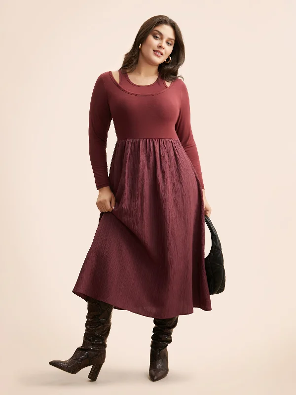 Women's Cap-Sleeve Dresses2-In-1 Patchwork Gathered Dress