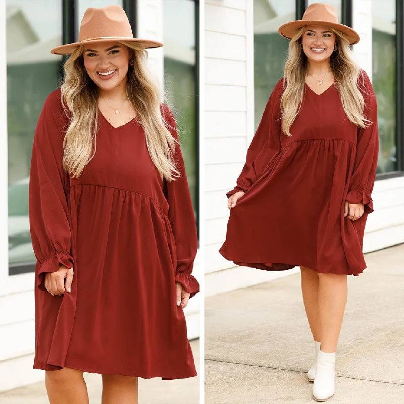 Women's Ruffled DressesHere's To Love Dress, Burgundy