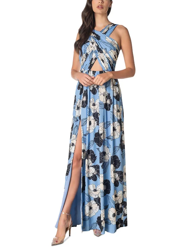 Women's Halter DressesWomens Knit Floral Evening Dress