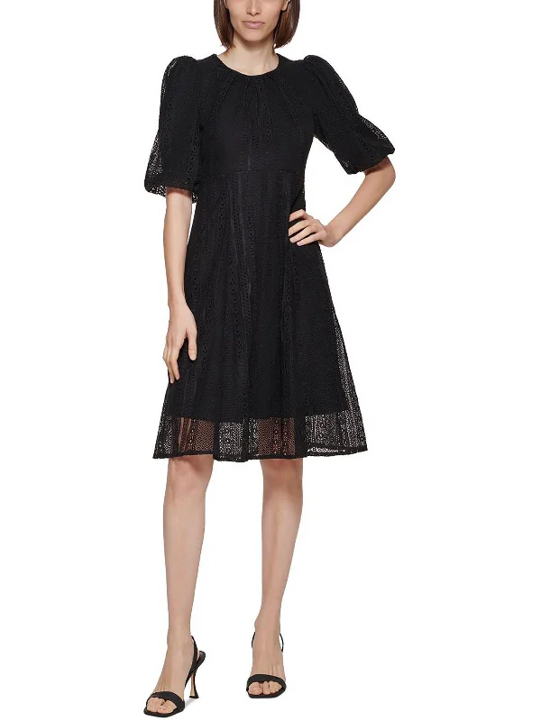 Women's Keyhole-Back DressesWomens Lace Knee Fit & Flare Dress