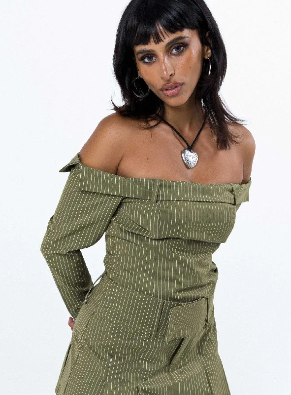 Women's Button-Up BlouseValentina Cargo Top Green