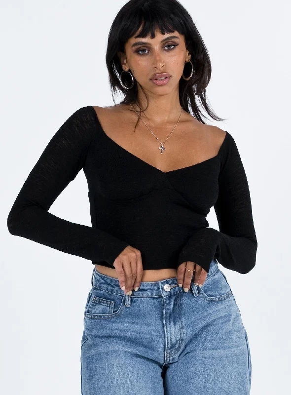 Women's Blouse with Long SleevesZelda Off The Shoulder Top Black